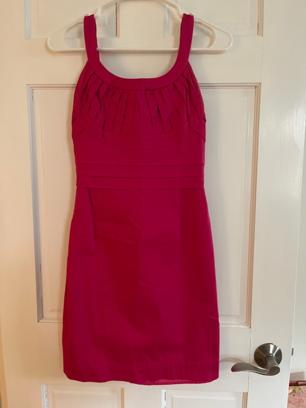 Calvin Klein Fuchsia Pleated Yoke Sheath Dress